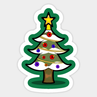 Christmas Tree Christmas Number Three Funny Xmas Pun Cartoon Sticker